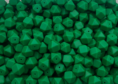 14mm Jungle Green Mini Hexagon Silicone Beads