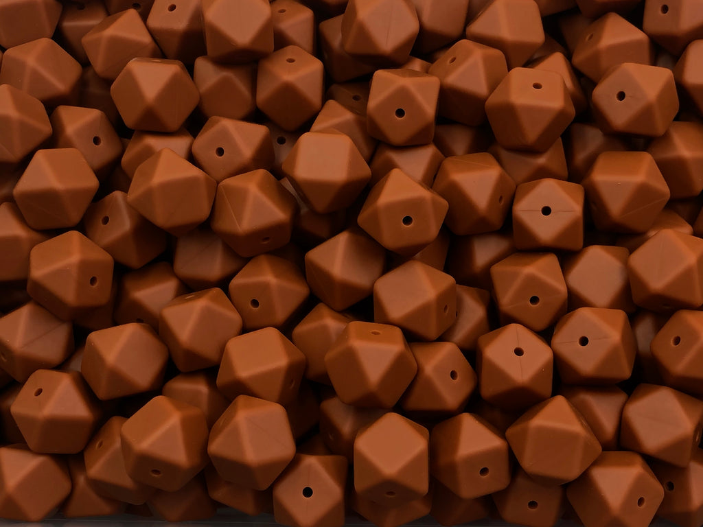 14mm Spice Brown Mini Hexagon Silicone Beads