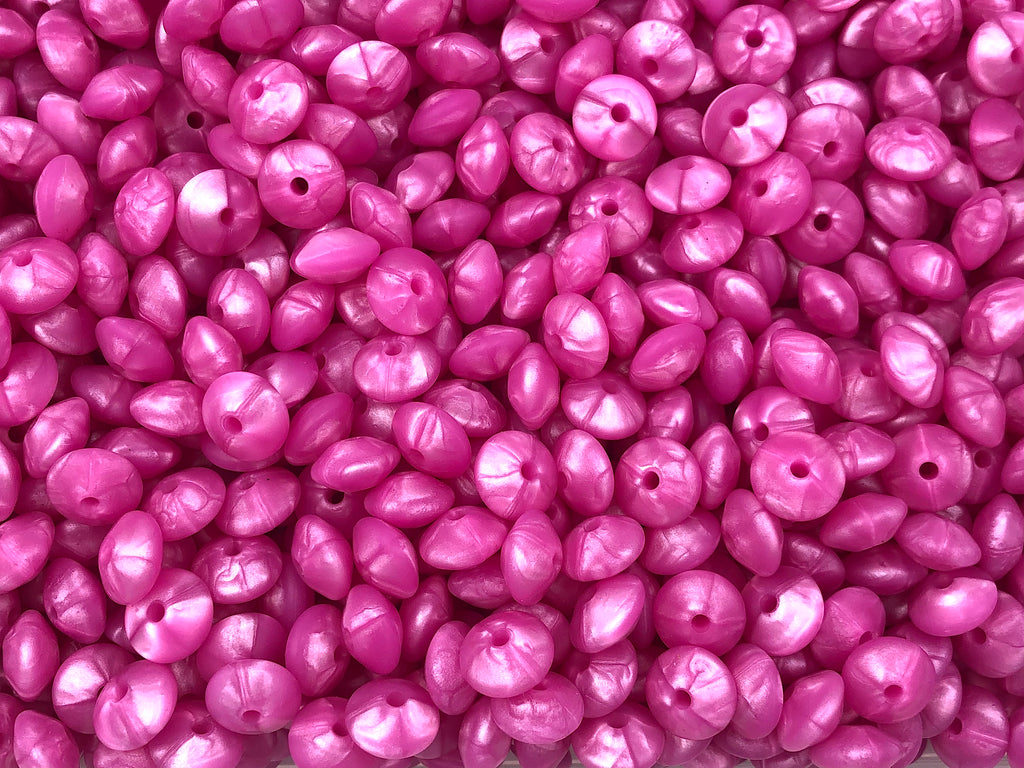 Metallic Pink Saucer Silicone Beads