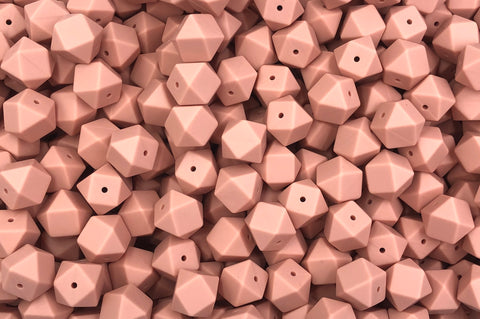 17mm Peach Blush Hexagon Silicone Beads