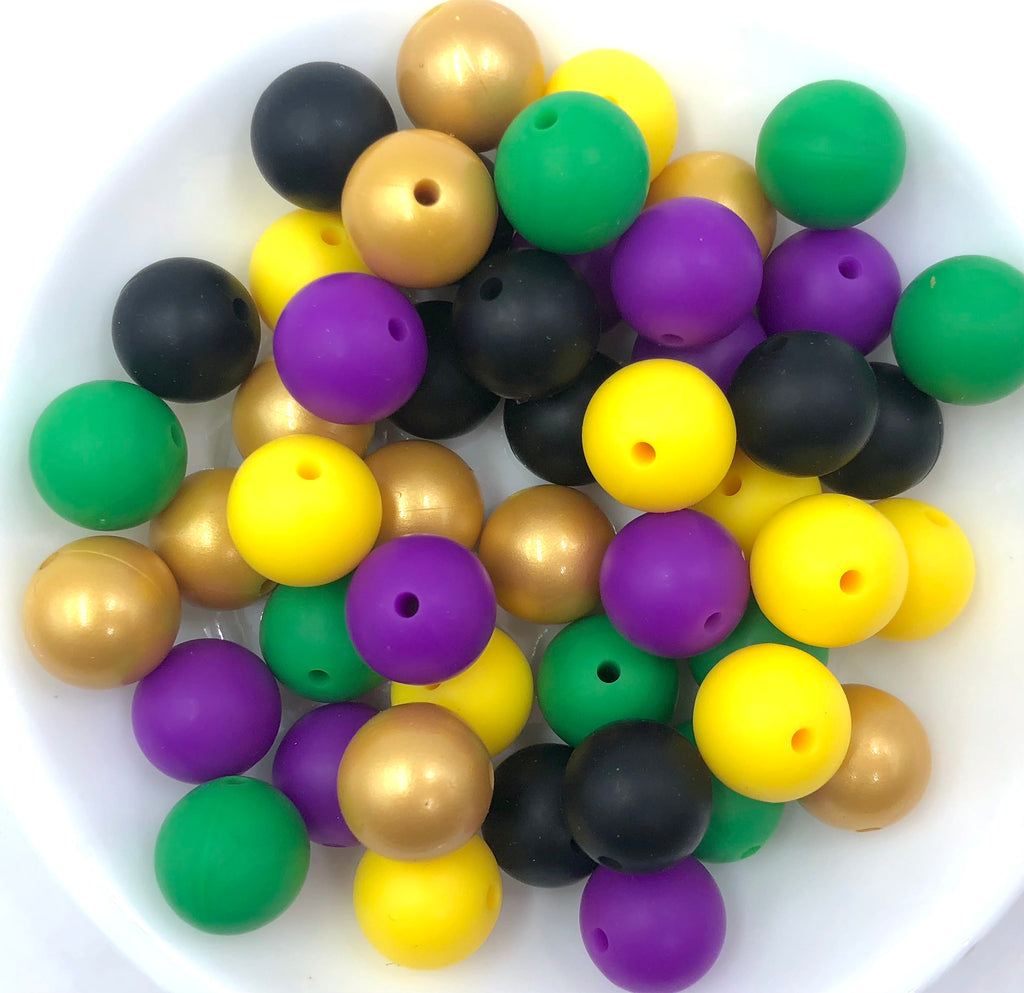 Leopard Silicone Bead Mix, 50 or 100 BULK Round Silicone Beads