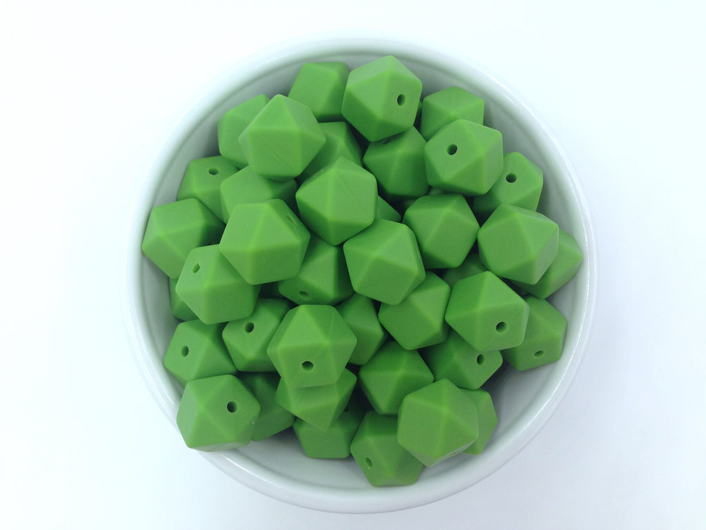 14mm Olive Green Mini Hexagon Silicone Beads