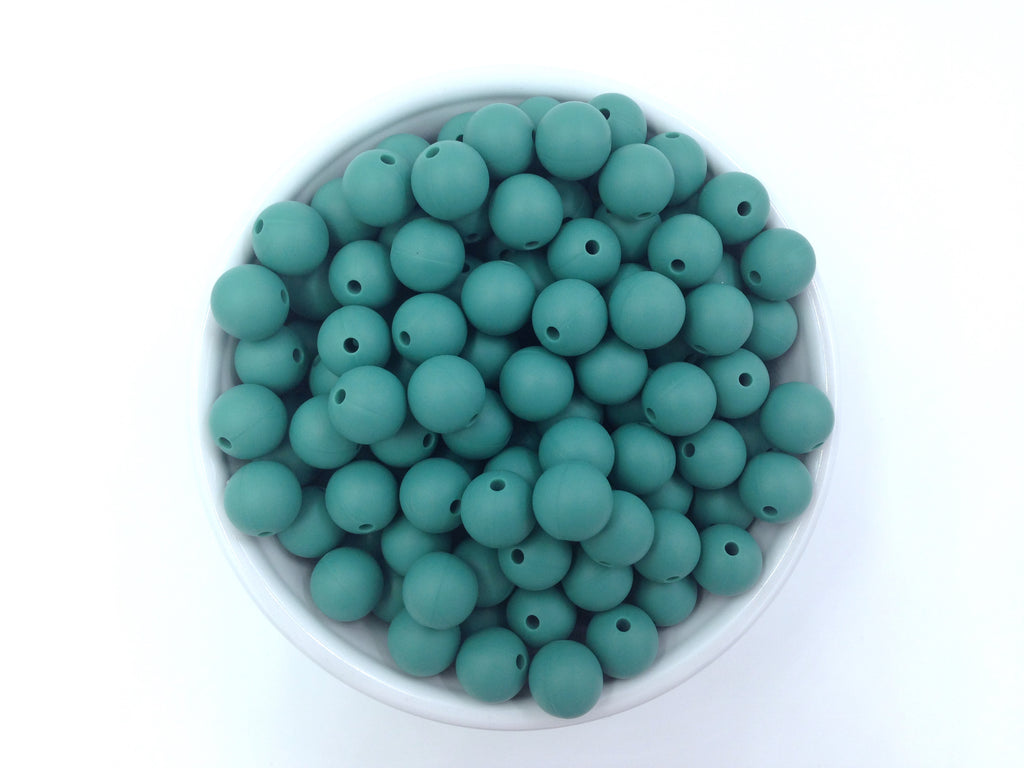12mm Pine Green Silicone Beads