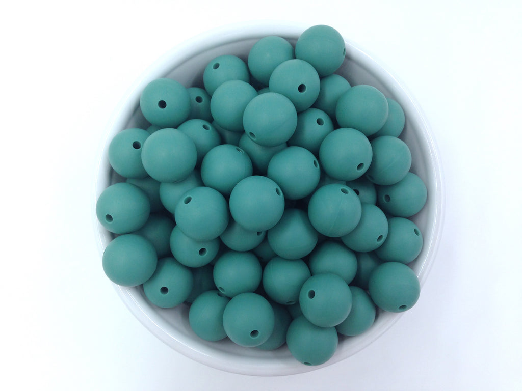 15mm Pine Green Silicone Beads