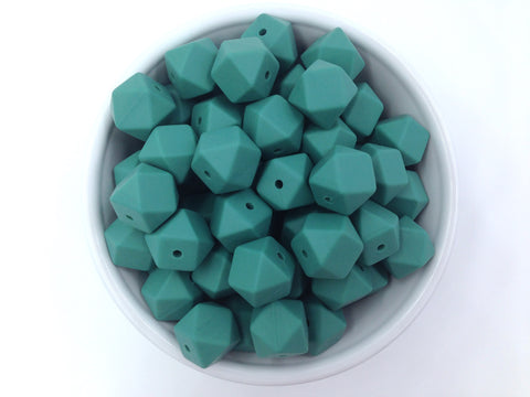 14mm Pine Green Mini Hexagon Silicone Beads