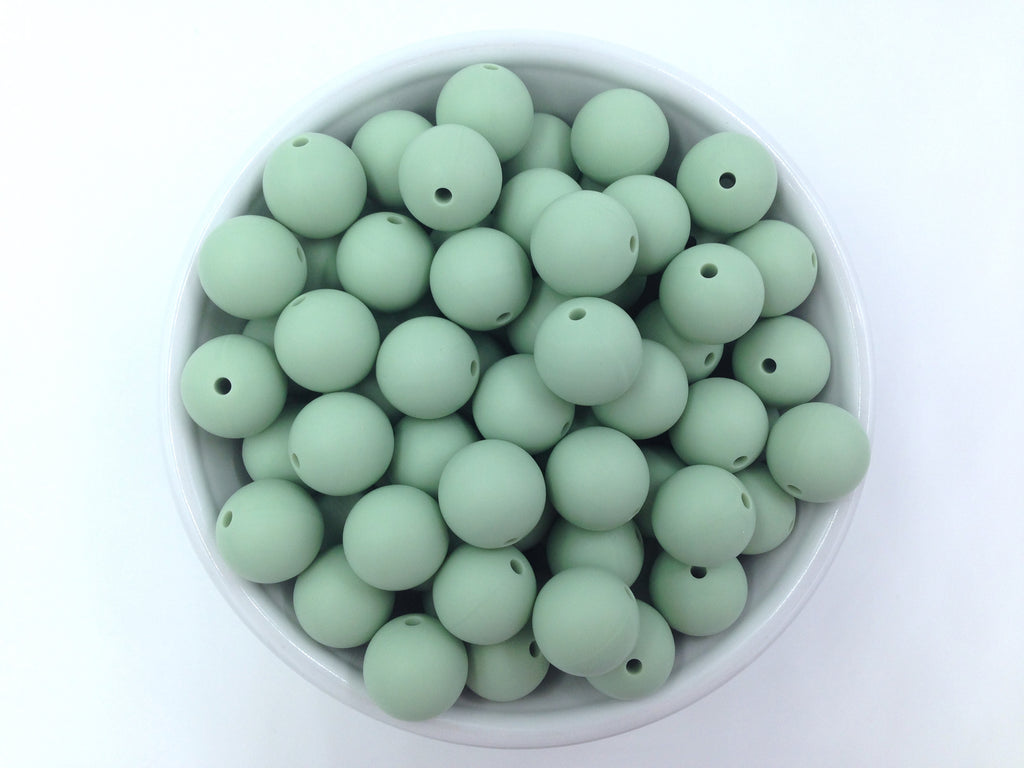 15mm Smoky Mint Silicone Beads