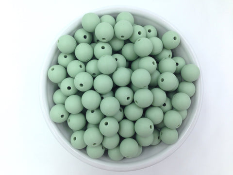 12mm Smoky Mint Silicone Beads