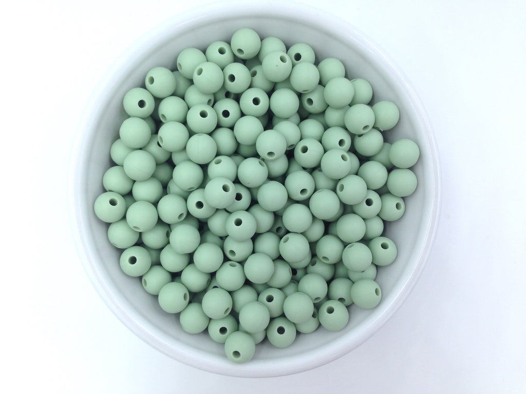 9mm Smoky Mint Silicone Beads