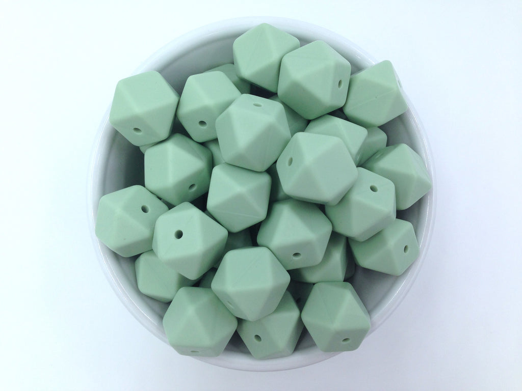 Smoky Mint Hexagon Silicone Beads
