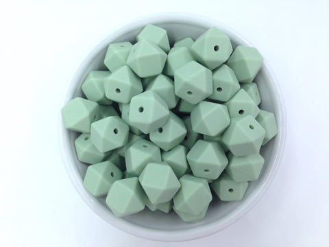 14mm Smoky Mint Mini Hexagon Silicone Beads