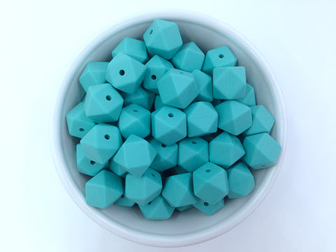 14mm Seafoam Mini Hexagon Silicone Beads