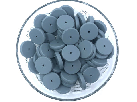 NEW!  25mm Gray Coin Silicone Beads