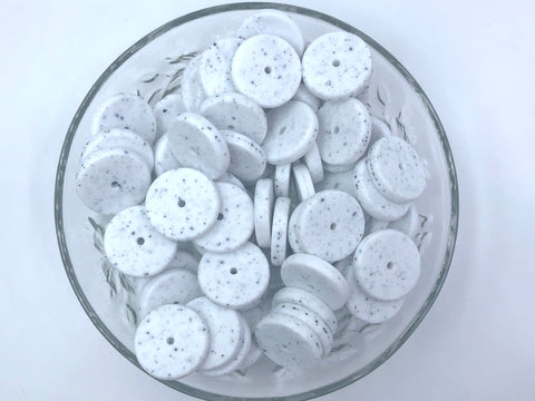 NEW!  25mm Speckled Coin Silicone Beads