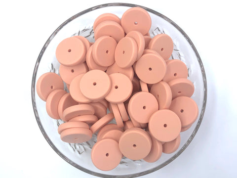 NEW!  25mm Peach Sorbet Coin Silicone Beads