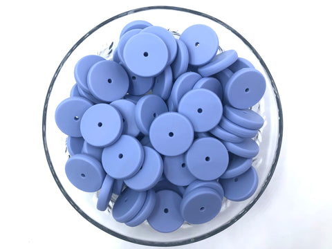 NEW!  25mm Tranquility Blue Coin Silicone Beads