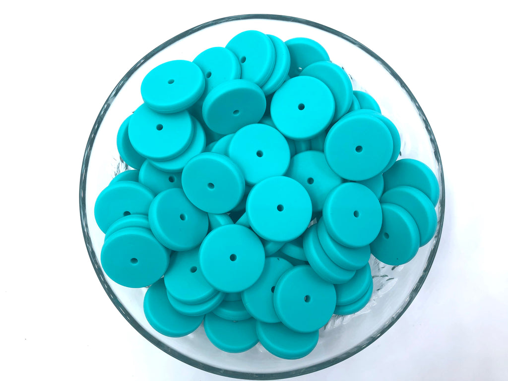 NEW!  25mm Turquoise Coin Silicone Beads