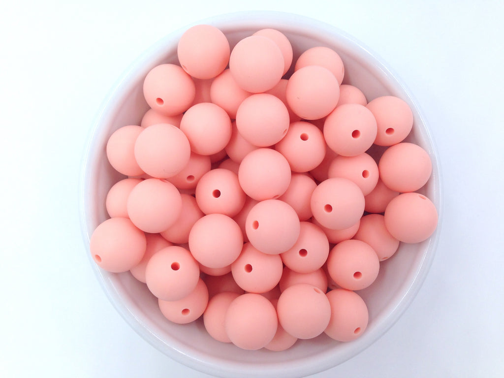 15mm Peach Peony Silicone Beads