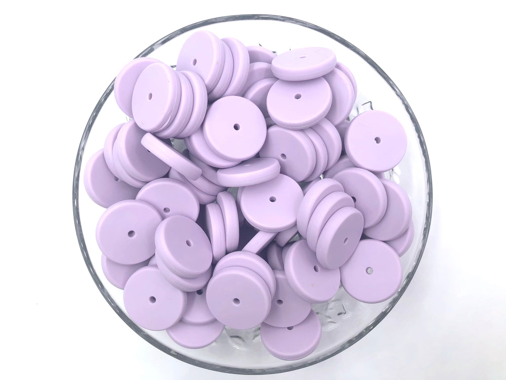 NEW!  25mm Lavender Mist Coin Silicone Beads
