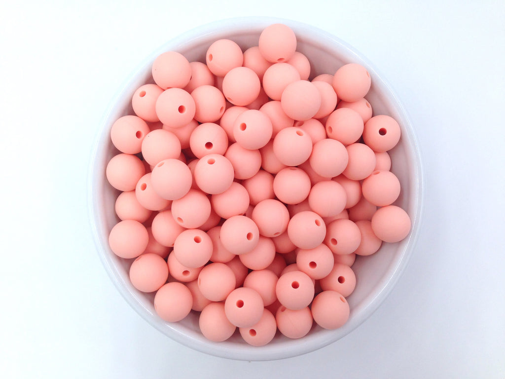 12mm Peach Peony Silicone Beads