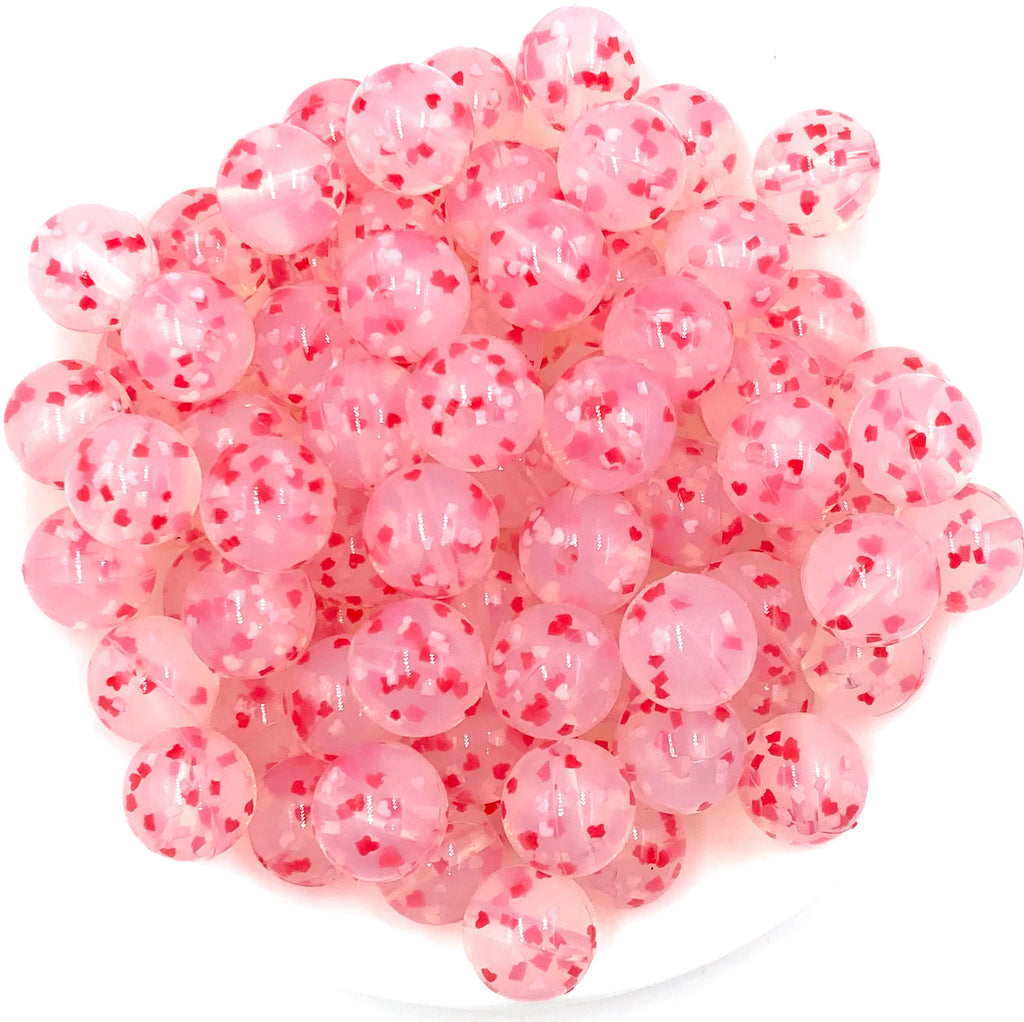15mm Heart Confetti Silicone Beads