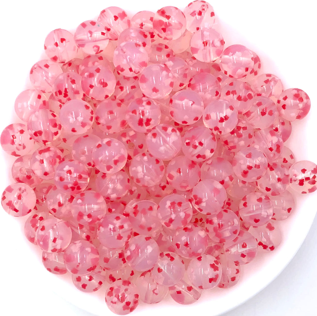 Ferreve 500 Pcs Valentine Heart Beads for Bracelets 12mm Acrylic  Transparent Frosted Beads Valentine's Day Spacer Beads Matte Glass Beads  for Hair