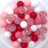 Heart Confetti BULK Round Silicone Beads--Valentine's Mix
