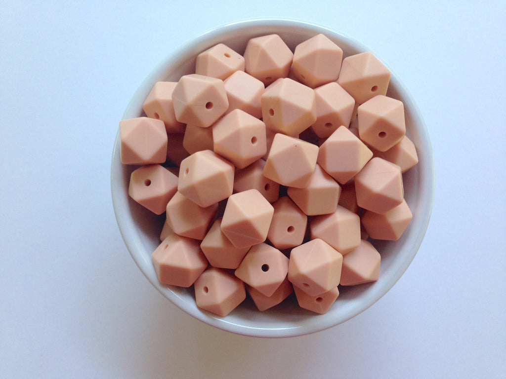 14mm Peach Mini Hexagon Silicone Beads