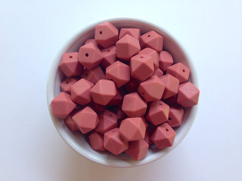 14mm Maroon Mini Hexagon Silicone Beads