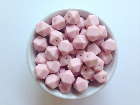 14mm Powder Pink Mini Hexagon Silicone Beads
