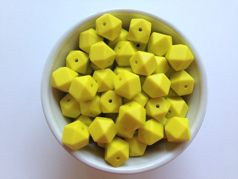 14mm Lemon Yellow Mini Hexagon Silicone Beads