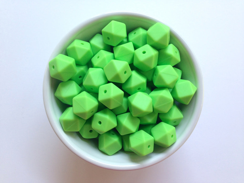 14mm Key Lime Mini Hexagon Silicone Beads