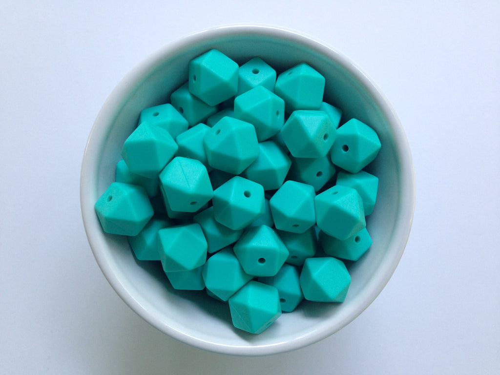 14mm Turquoise Mini Hexagon Silicone Beads