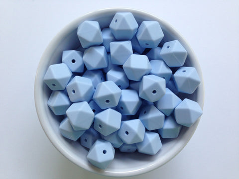 14mm Baby Blue Mini Hexagon Silicone Beads