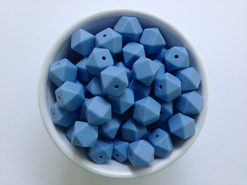 14mm Powder Blue Mini Hexagon Silicone Beads
