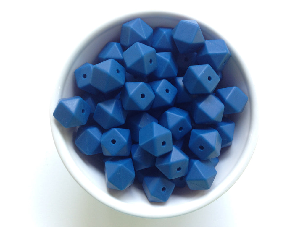 14mm Sapphire Blue Mini Hexagon Silicone Beads
