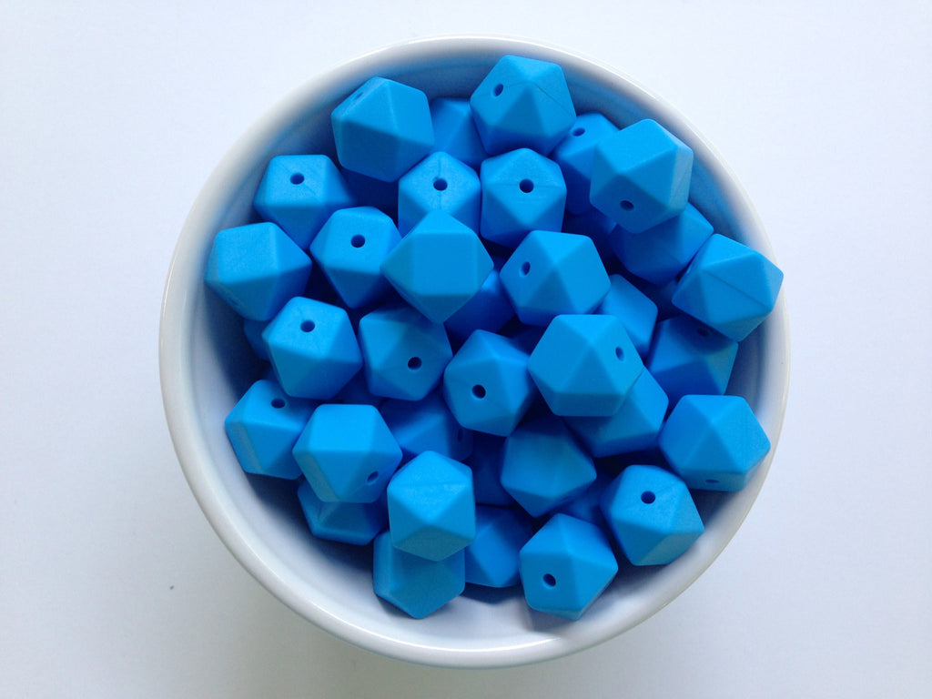 14mm Sky Blue Mini Hexagon Silicone Beads