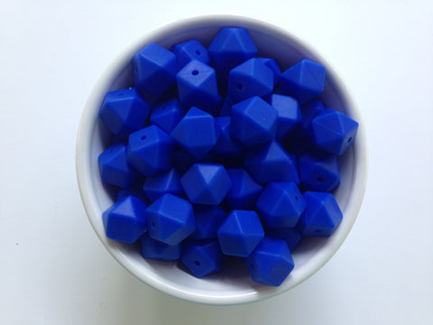 14mm Royal Blue Mini Hexagon Silicone Beads