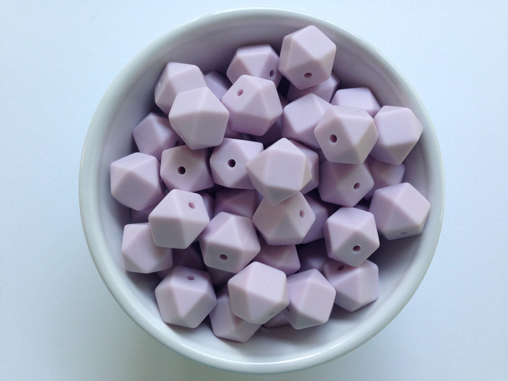 14mm Lilac Mini Hexagon Silicone Beads