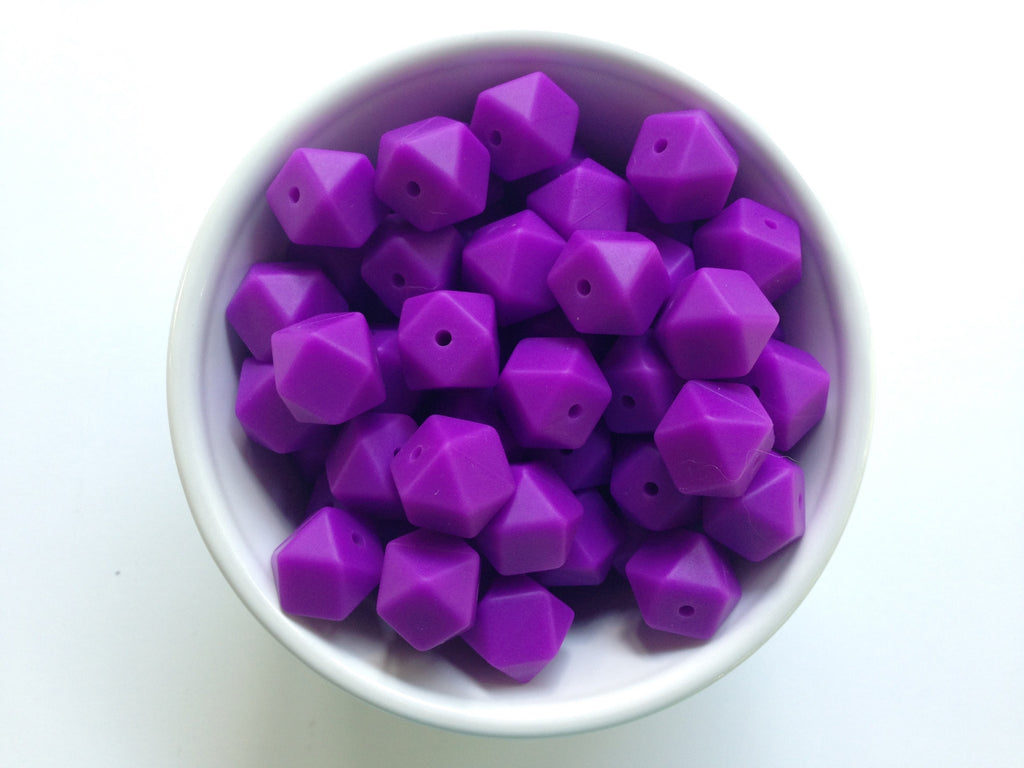 14mm Royal Purple Mini Hexagon Silicone Beads