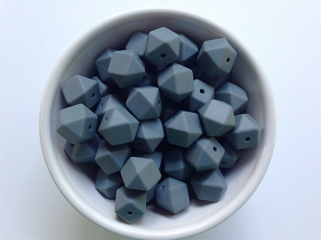 14mm Gray Mini Hexagon Silicone Beads
