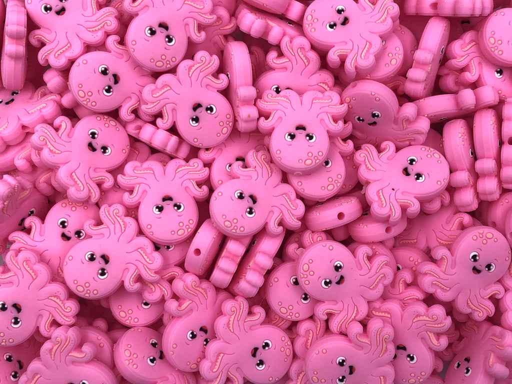 Octopus Silicone Beads--Pink