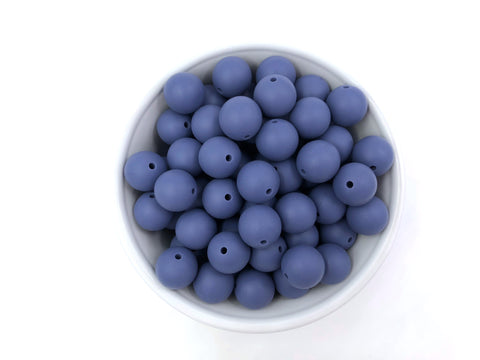15mm Denim Blue Silicone Beads