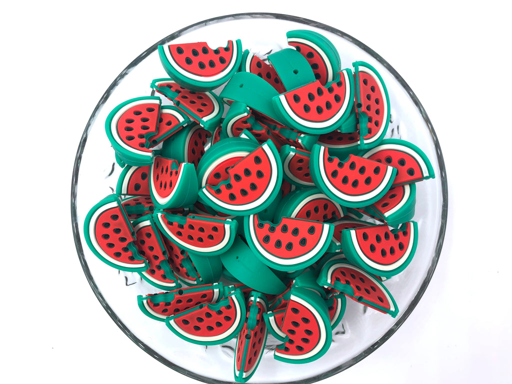Red Watermelon Silicone Beads