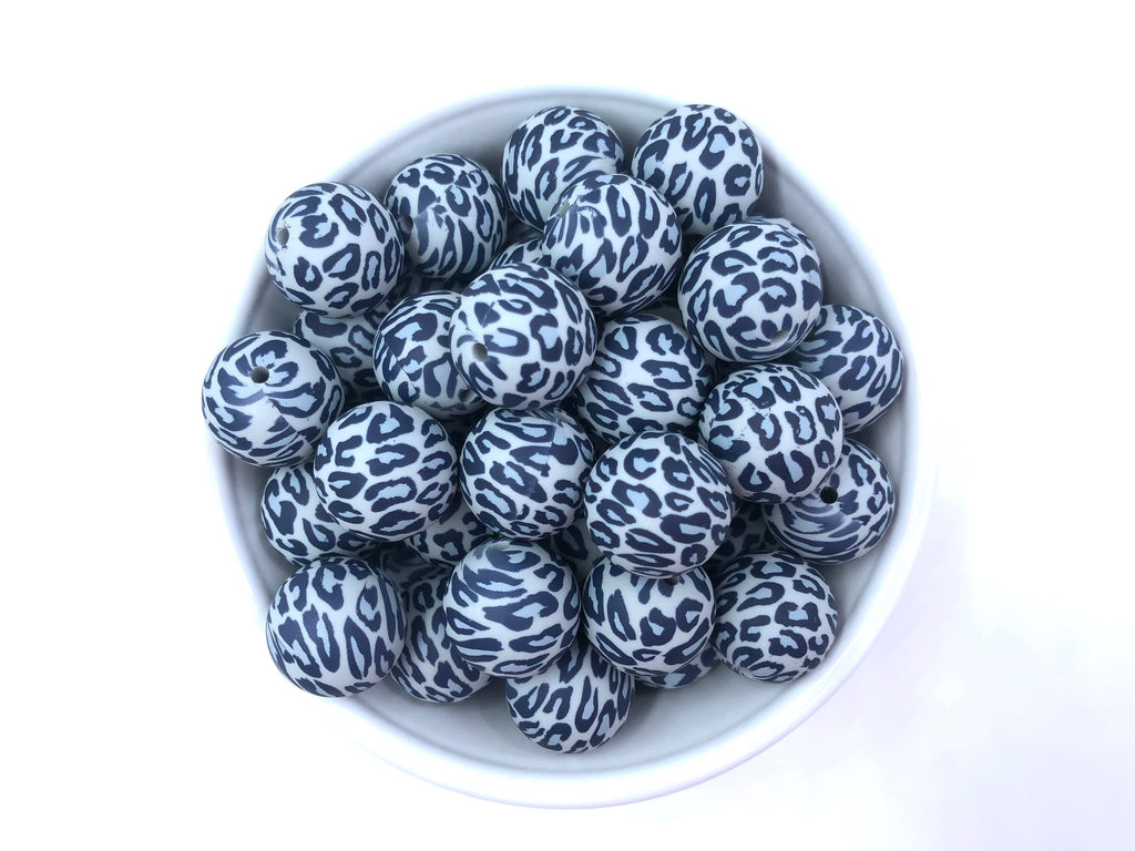 Gray Leopard Silicone Beads--19mm