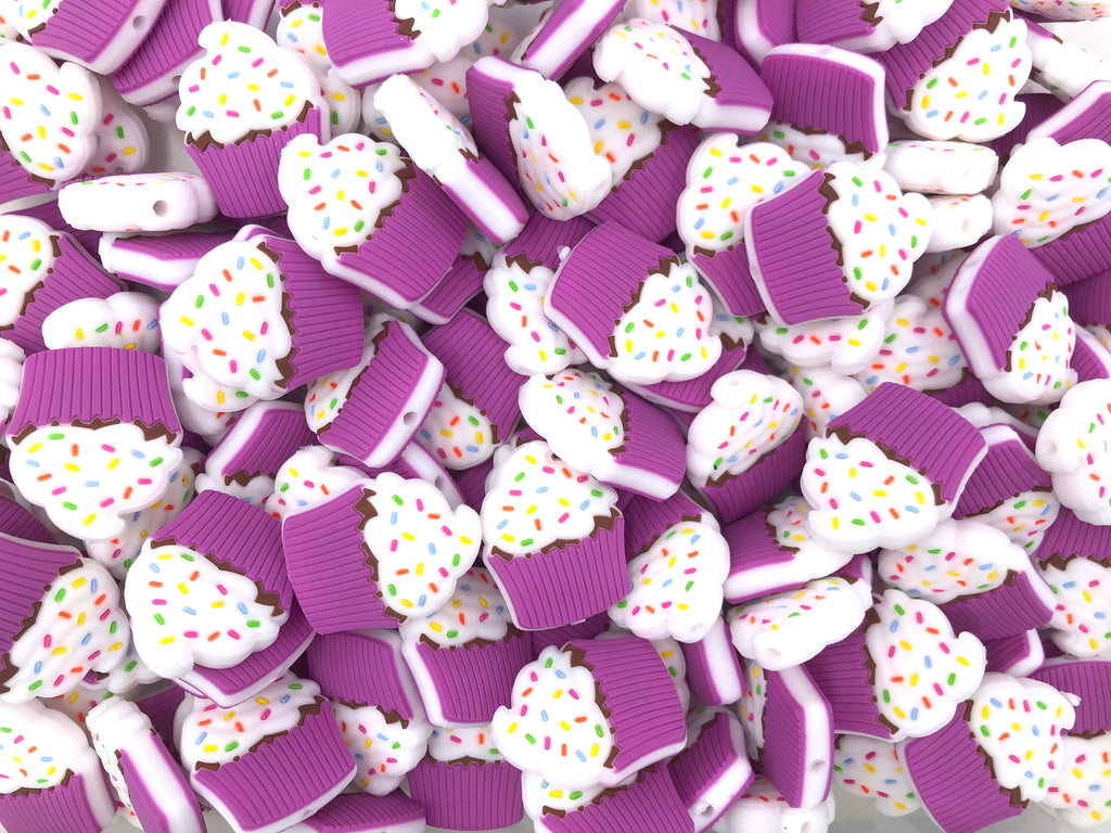 Purple Cupcake Silicone Beads