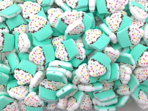 Mint Cupcake Silicone Beads