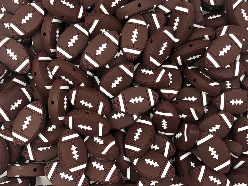 NEW!  Flat Football Ball Silicone Beads