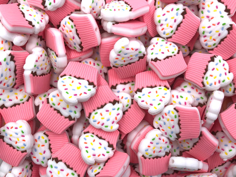 Pink Cupcake Silicone Beads