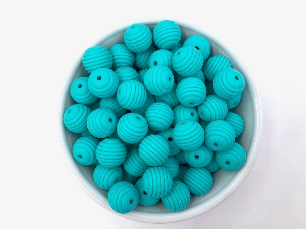 15mm Turquoise Silicone Beehive Beads