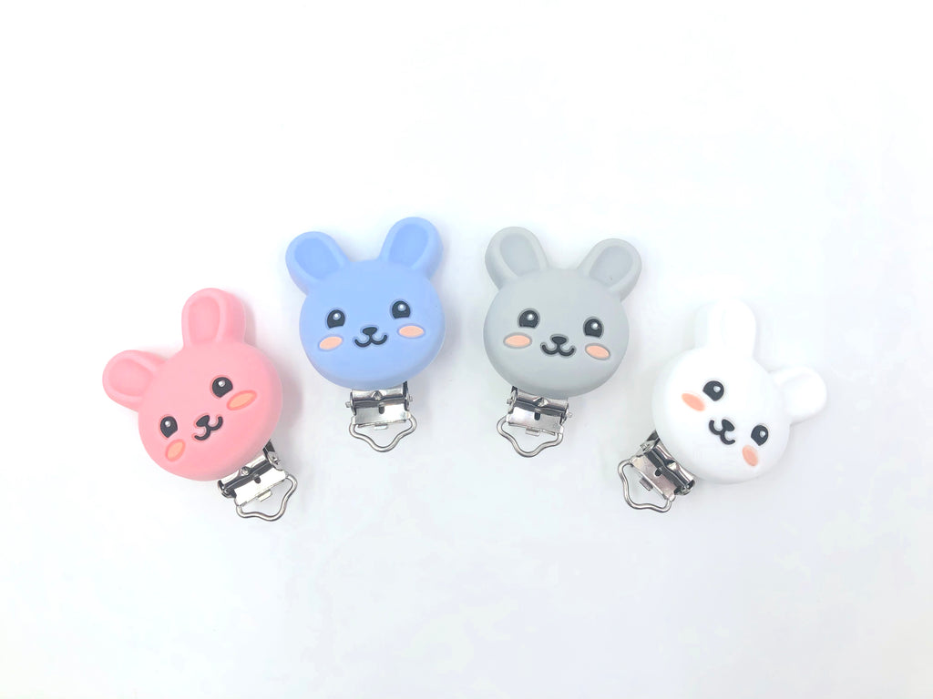 NEW!  Bunny Silicone Pacifier Clip